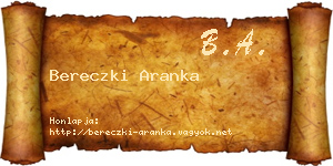 Bereczki Aranka névjegykártya